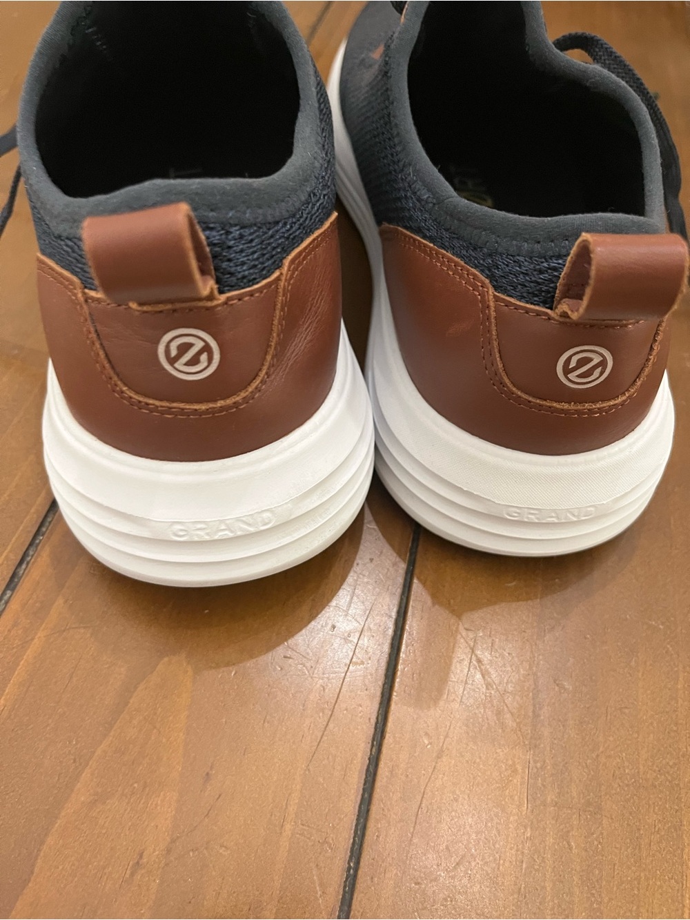 Cole Haan Grandsport Journey Knit Sneakers Navy with Brown Accents Size 11 - Picture 13 of 16